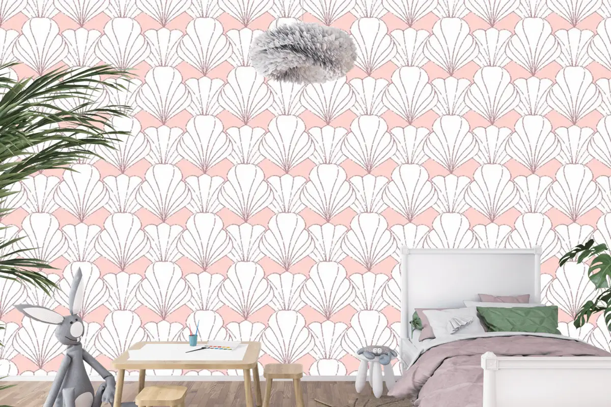 Art Deco Gül Altın Dikişsiz Desen Çocuk Odası Duvar Kağıdı