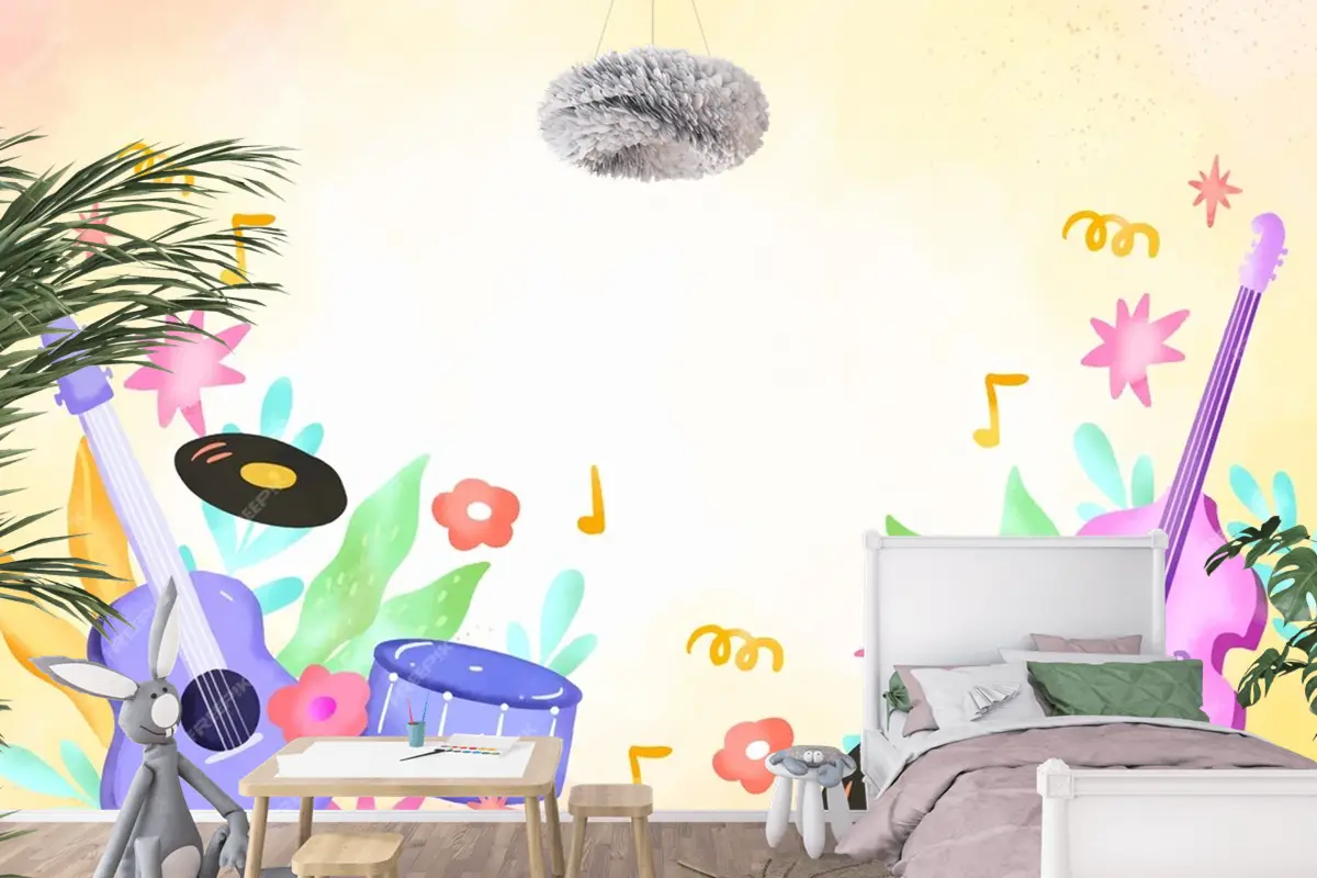 Dünya Müzik Günü Kutlaması Çocuk Odası Duvar Kağıdı Arka Planı