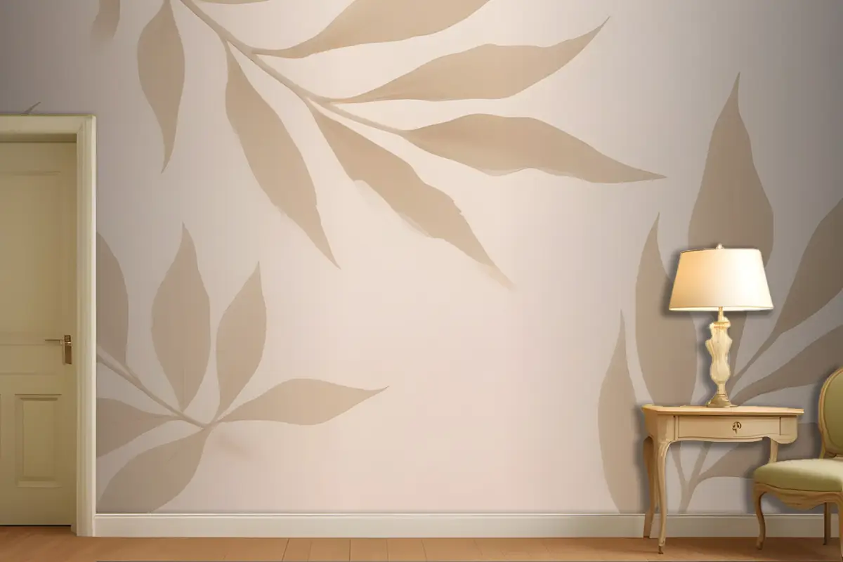 Hafif Antre  Hol  Koridor Duvar Kağıdı Duvarında Bej Yapraklar