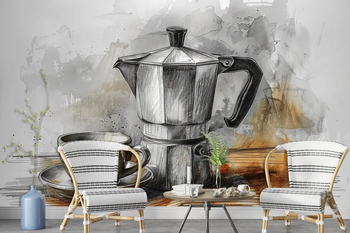 Çaydanlık Ve Fincan Cafe Duvar Kağıdı