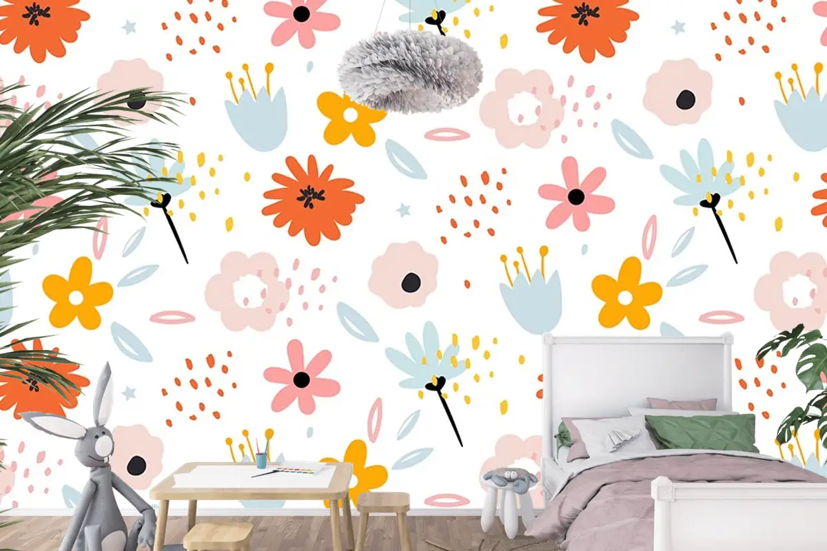 Çiçekler Çocuk Odası Duvar Kağıdı