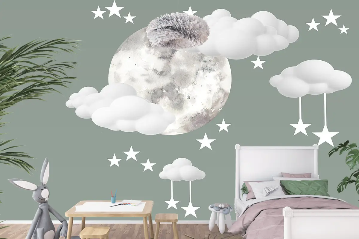 Çocuk Odası Bulutlu Bebek Odası Duvar Kağıdı