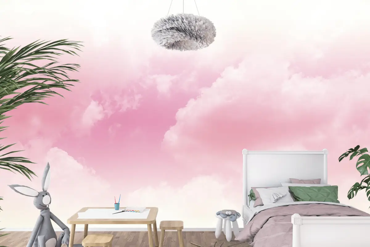 Çocuk Odası Duvar Kağıdı Pembe Bulutlar