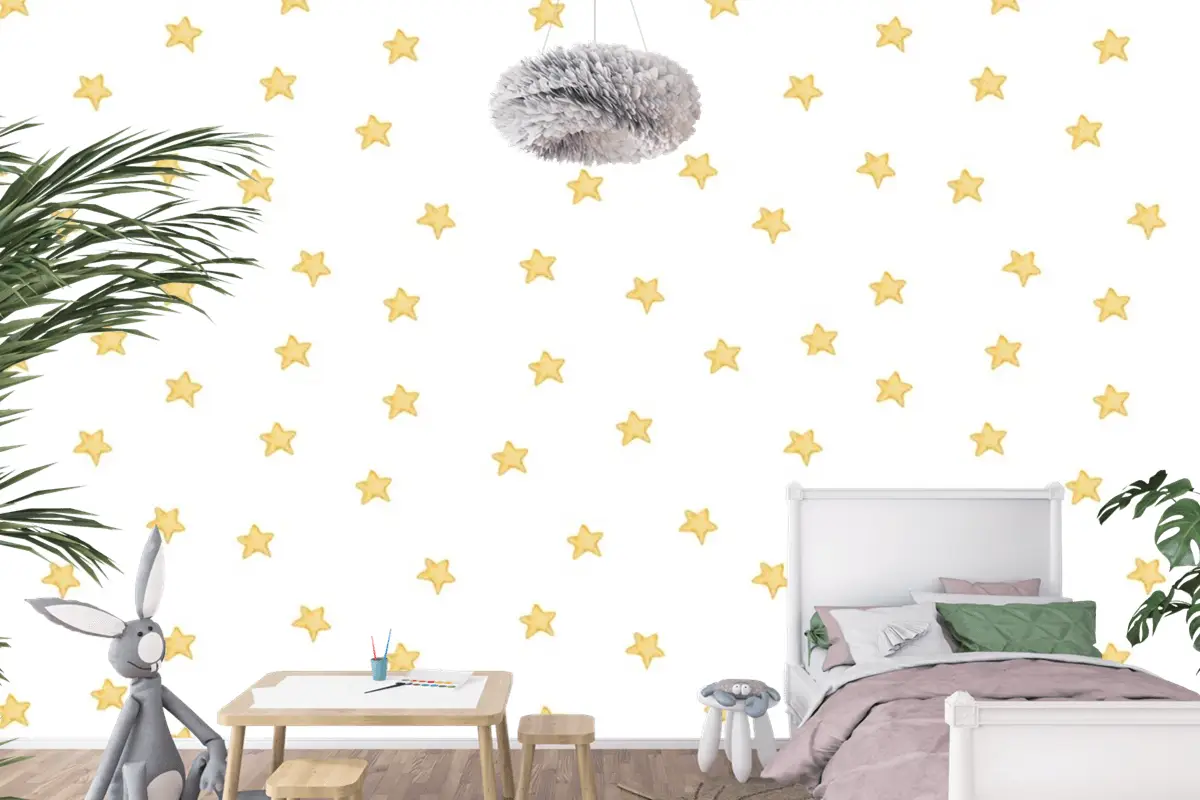 Çocuk Odası Duvar Kağıdı Sarı Yıldızlar