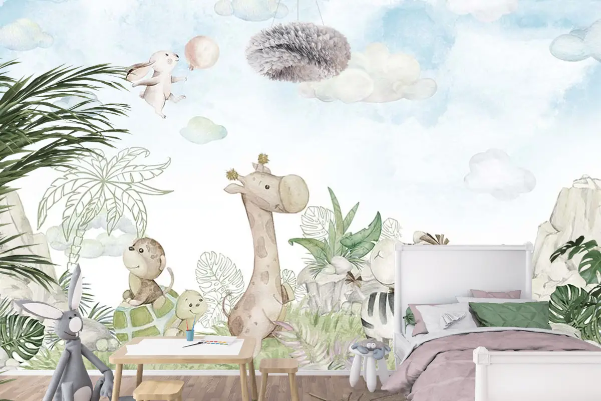 Çocuk Odası Duvar Kağıdı Sevimli Hayvanlar
