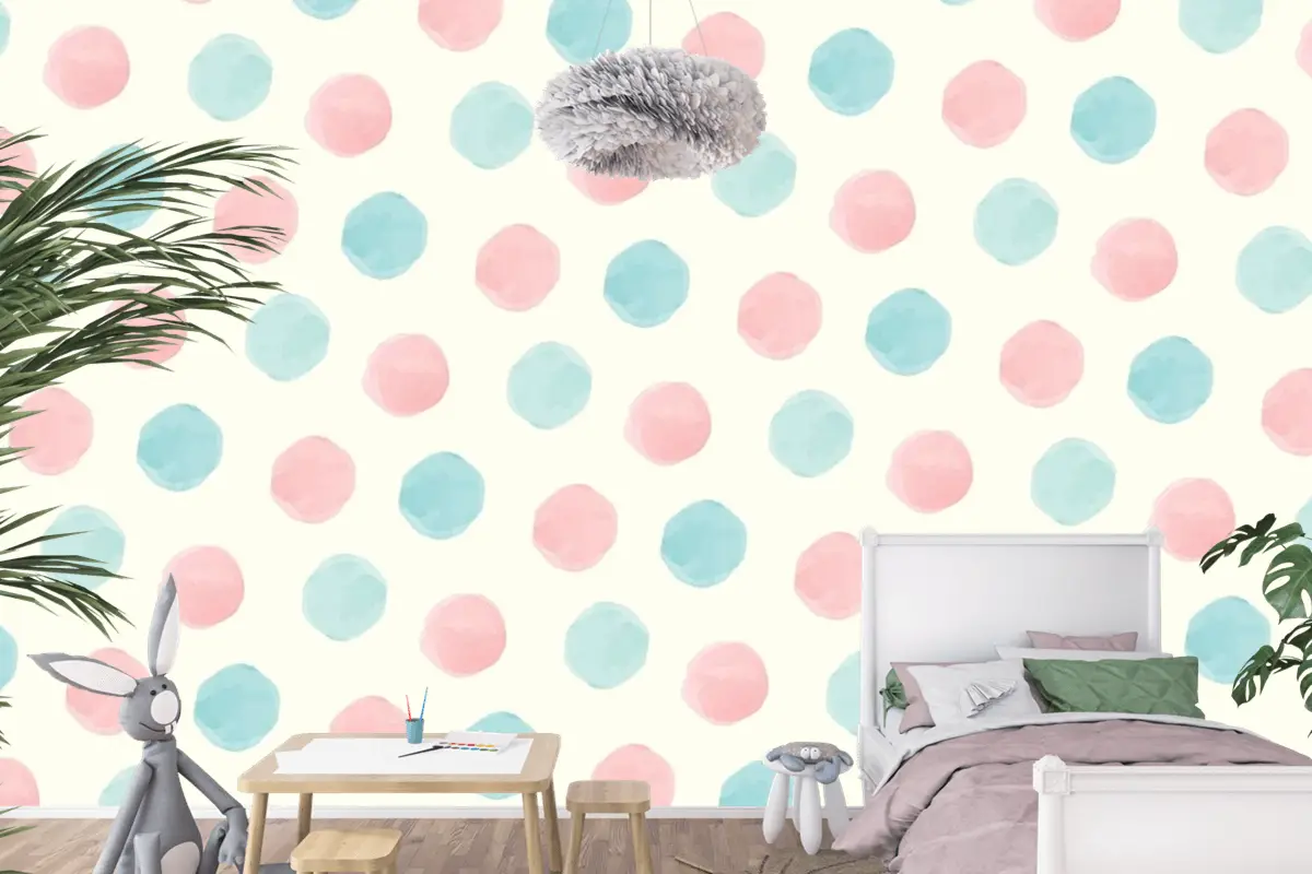 Renkli Geometrik Dikişsiz Desen Çocuk Odası Duvar Kağıdı