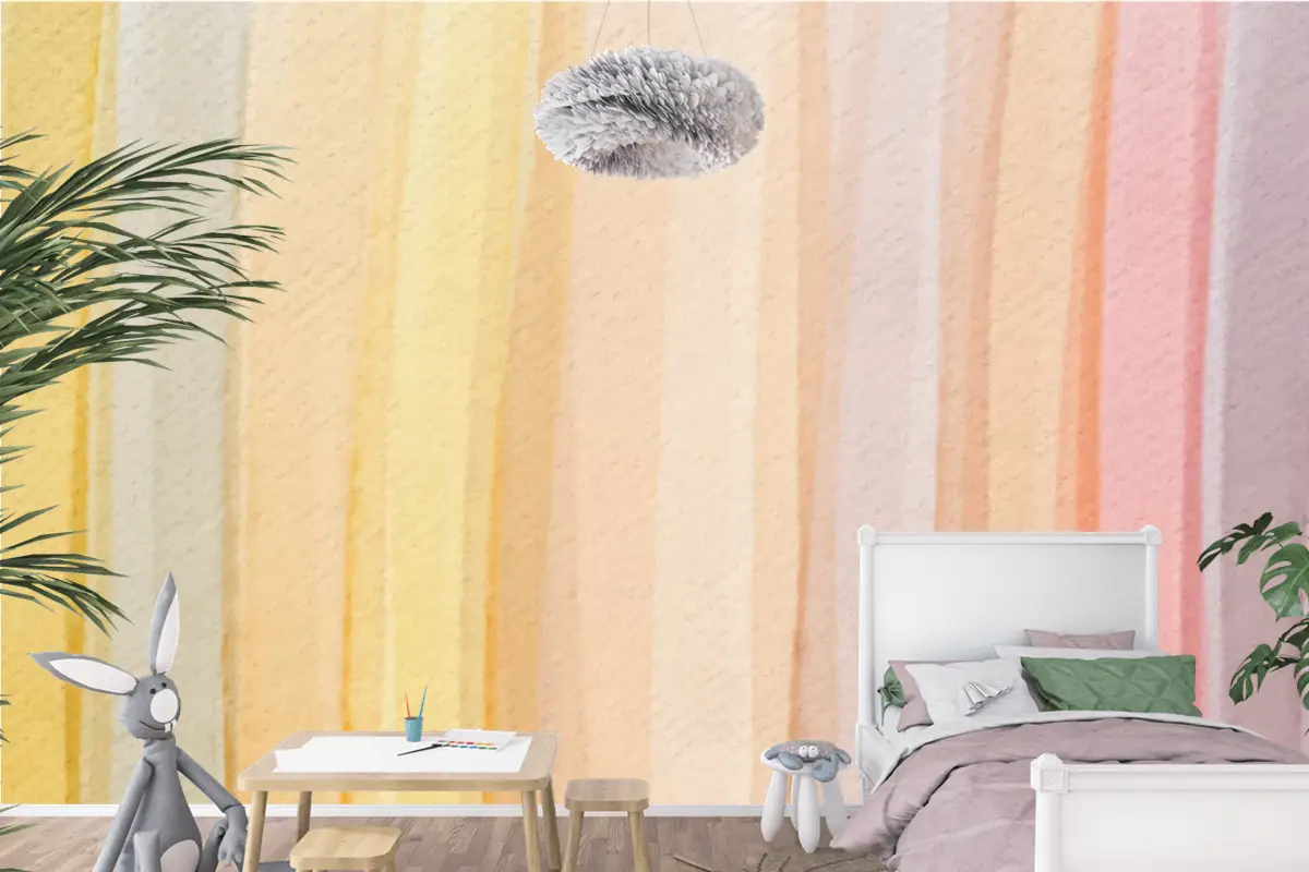 Renkli Suluboya Arka Plan Tasarımı Çocuk Odası Duvar Kağıdı 