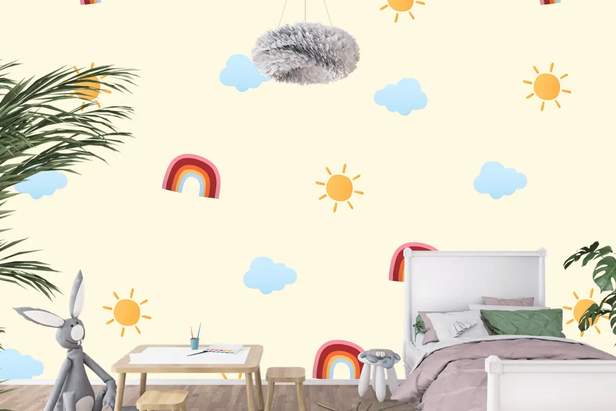 Sevimli Hava Desen Arka Plan Çocuk Odası Duvar Kağıdı