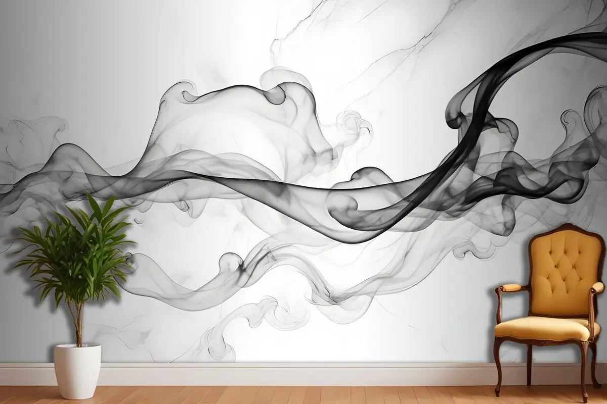 Mermer Desenli Duvar Kağıdı  Ile Koyu Duman