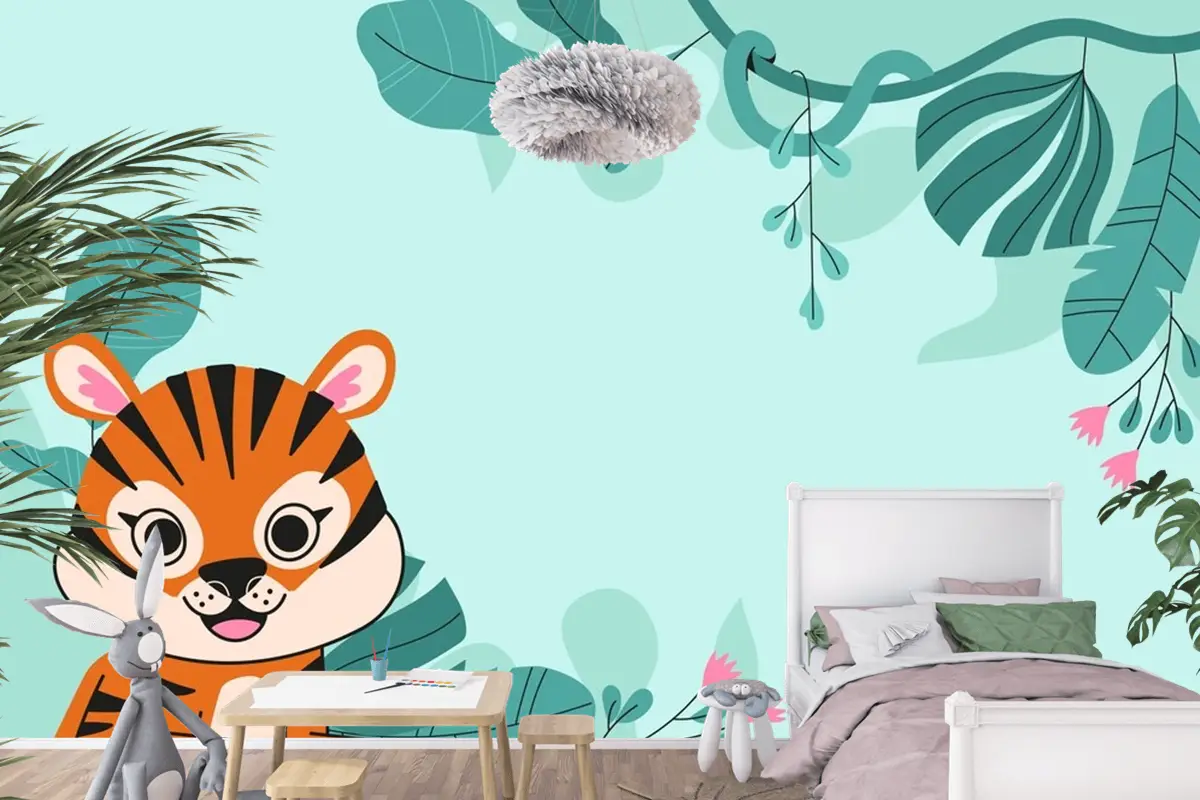 Uluslararası Kaplan Günü Farkındalığı Çocuk Odası Duvar Kağıdı  Için Düz Arka Plan