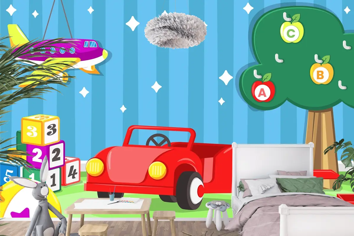 Düz Tasarım Noel Oyuncakları Çocuk Odası Duvar Kağıdı