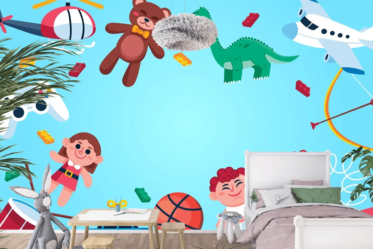 Düz Tasarım Noel Oyuncakları Çocuk Odası Duvar Kağıdı