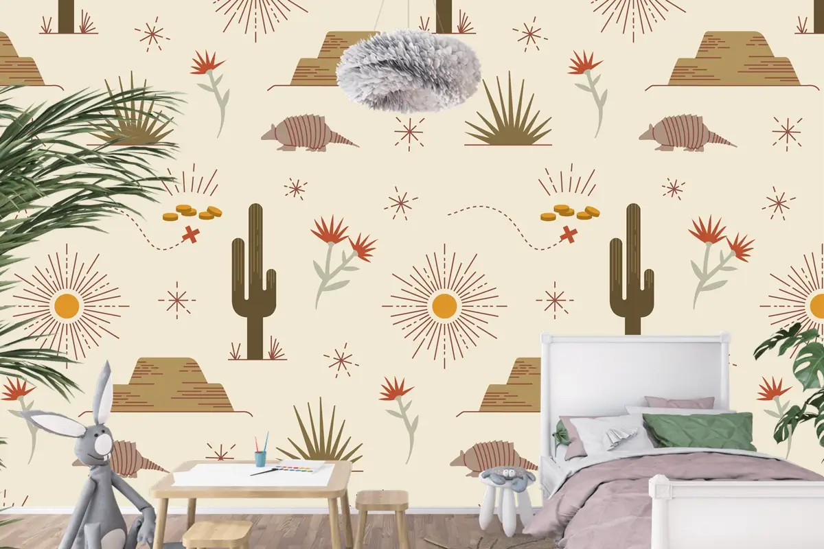 Düz Batı Desen Tasarımı Çocuk Odası Duvar Kağıdı