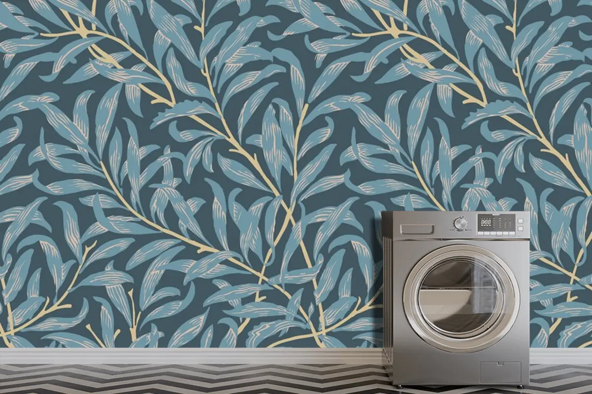 Çiçek Desenli Tasarım Çamaşır Odası Duvar Kağıdı 