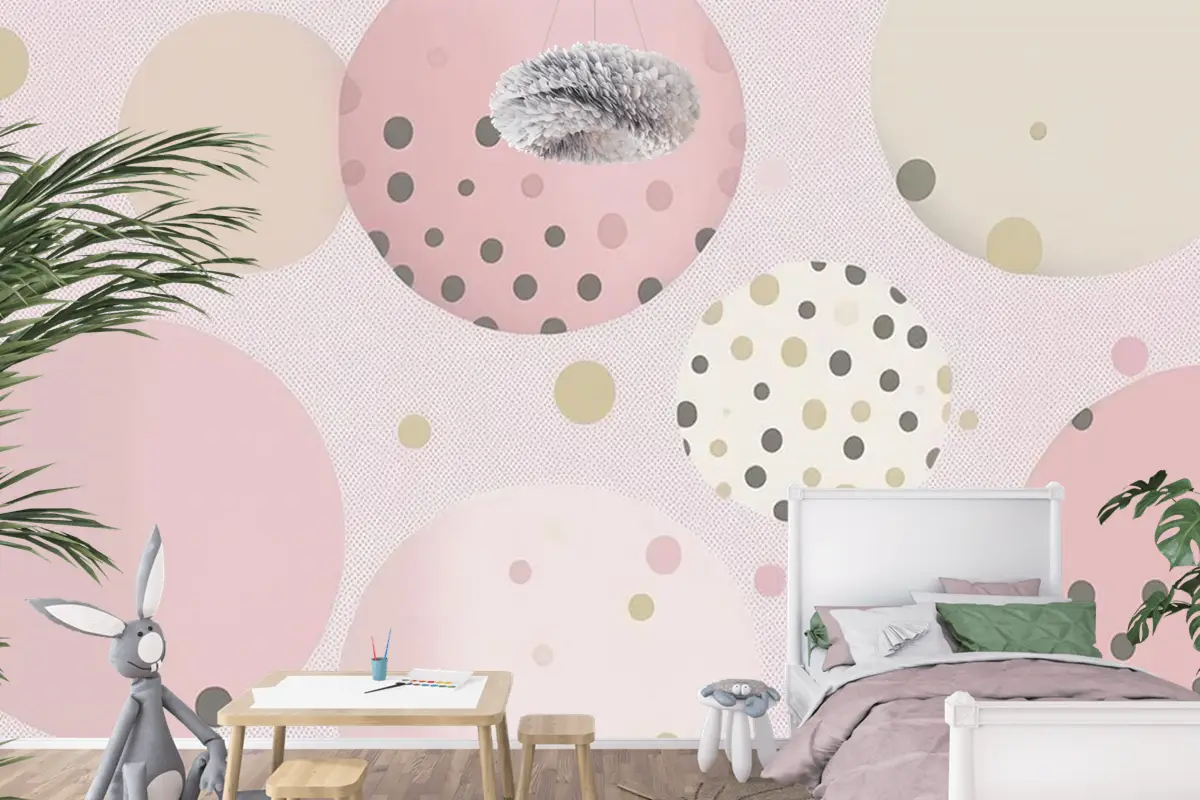 Geometrik Desenler Soft Renkler Çocuk Odası Duvar Kağıdı