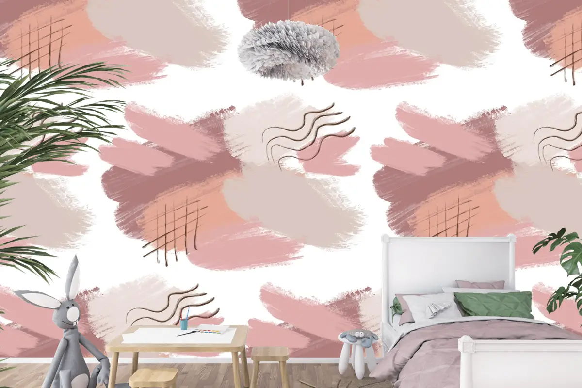 Degrade Kahverengi Soyut Suluboya Dikişsiz Desen Çocuk Odası Duvar Kağıdı