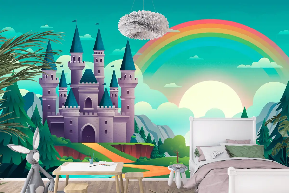 Degrade Peri Masalı Arka Plan Kids Boy Çocuk Odası Duvar Kağıdı 