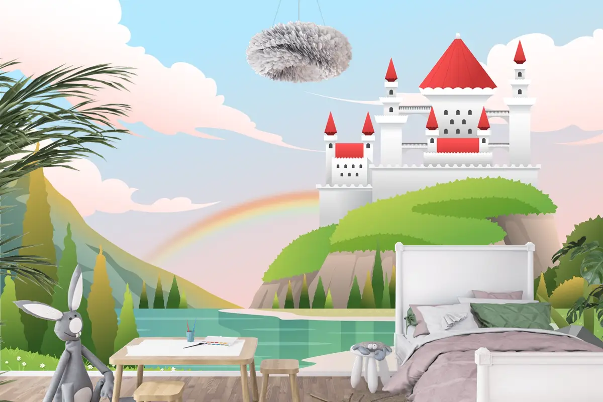 Degrade Peri Masalı Arka Plan Çocuk Odası Duvar Kağıdı 