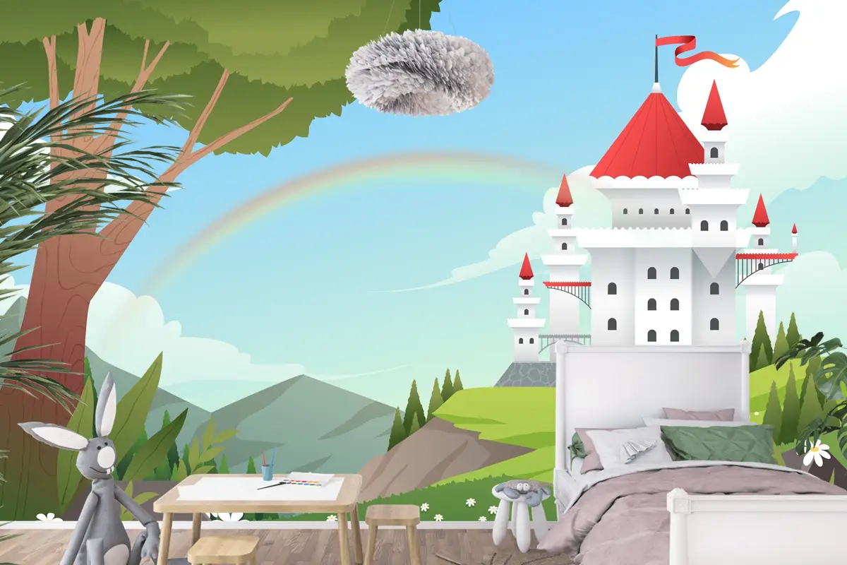 Degrade Peri Masalı Arka Plan Çocuk Odası Duvar Kağıdı 