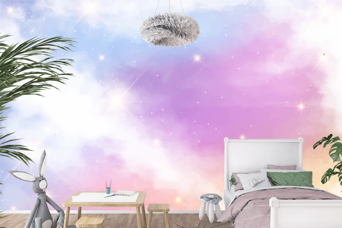 Degrade Pastel Gökyüzü Arka Plan Çocuk Odası Duvar Kağıdı