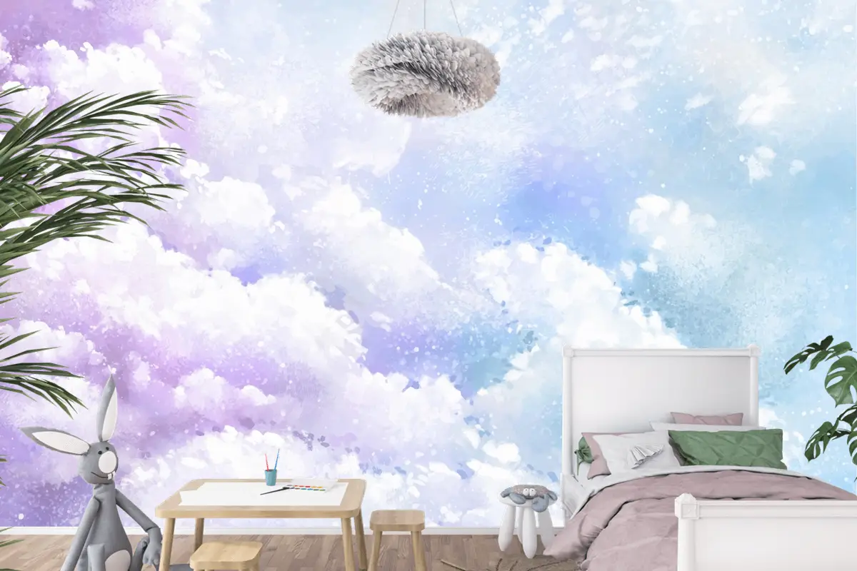 Degrade Pastel Gökyüzü Arka Plan Çocuk Odası Duvar Kağıdı 