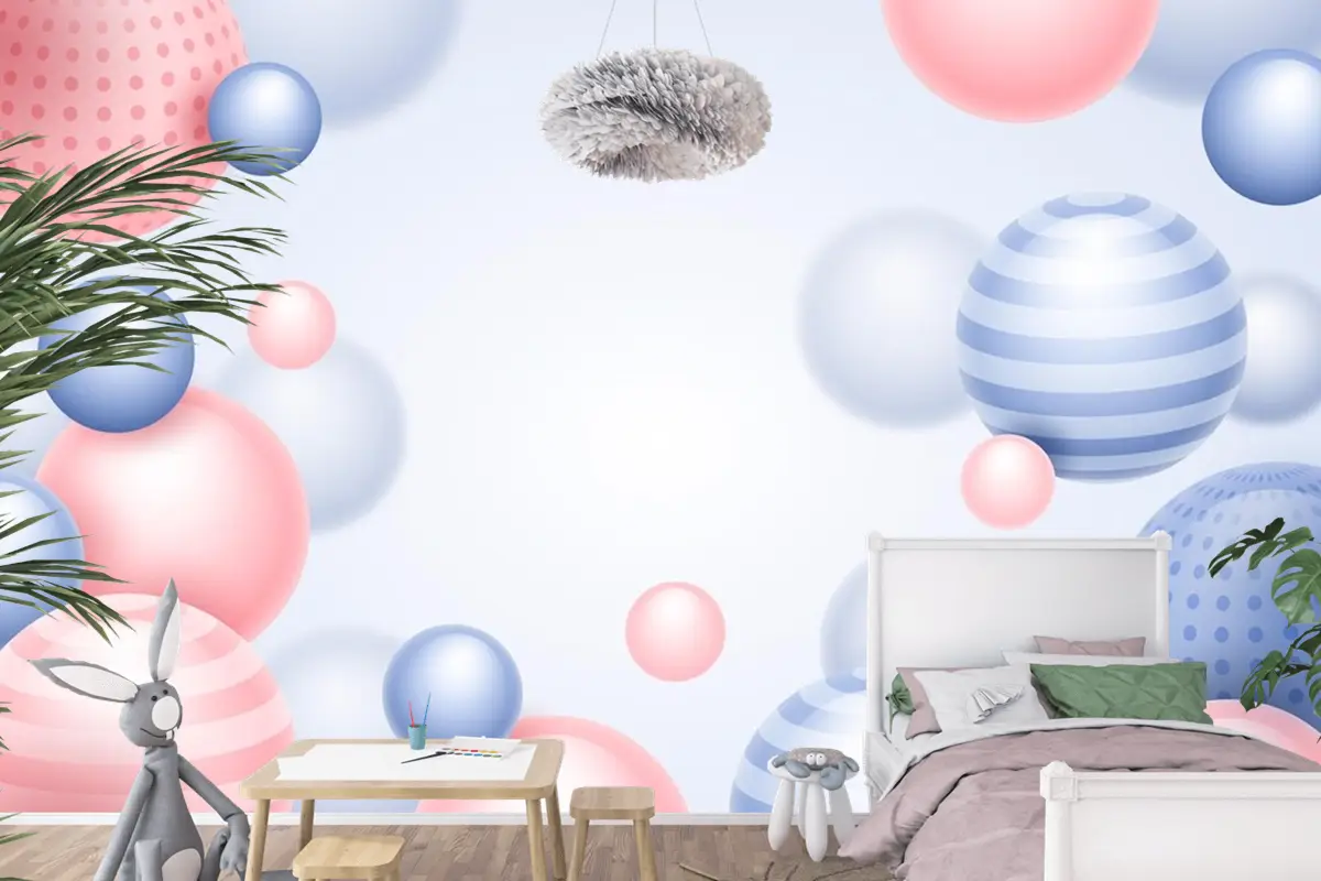 Degrade Küreler Arka Plan Çocuk Odası Duvar Kağıdı 