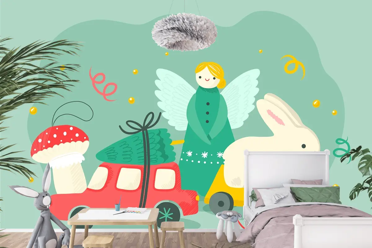 Elle Çizilmiş Noel Oyuncakları Arka Plan Çocuk Odası Duvar Kağıdı 