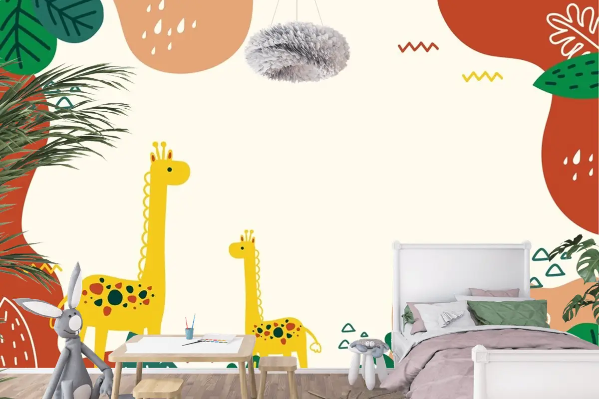 Elle Çizilmiş Doodle Arka Plan Çocuk Odası Duvar Kağıdı 