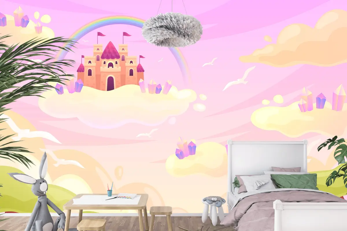 Elle Çizilmiş Peri Masalı Arka Plan Çocuk Odası Duvar Kağıdı