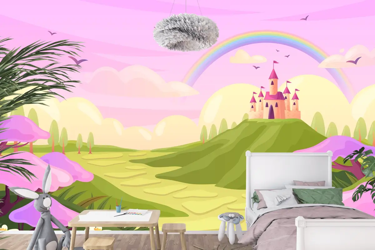 Elle Çizilmiş Peri Masalı Arka Plan Çocuk Odası Duvar Kağıdı 