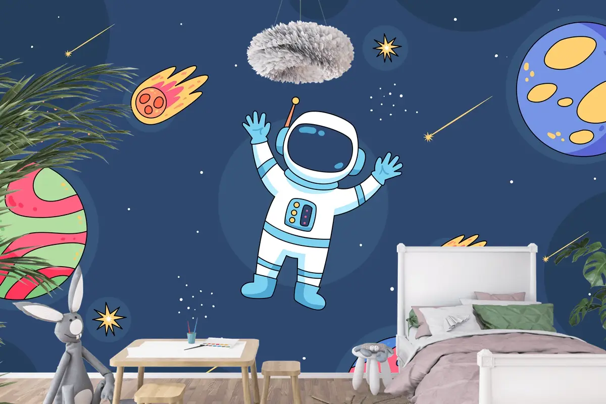 Elle Çizilmiş Galaxy Yıldız Çocuk Odası Duvar Kağıdı