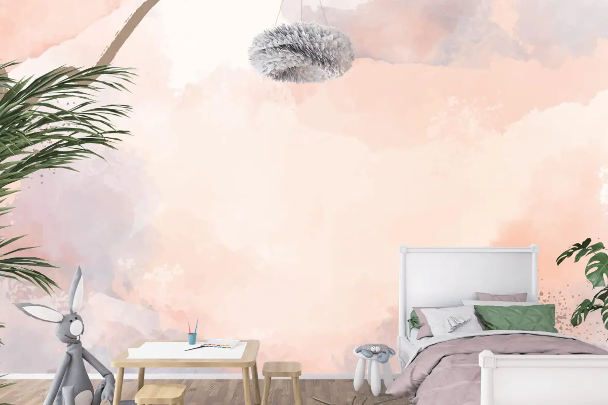 Suluboya Çocuk Odası Duvar Kağıdı Duvarında El Boyalı Soyut Arka Plan