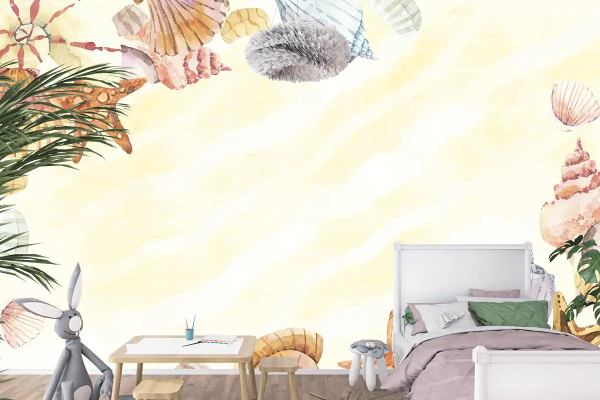 El Boyalı Suluboya Yaz Çocuk Odası Duvar Kağıdı 