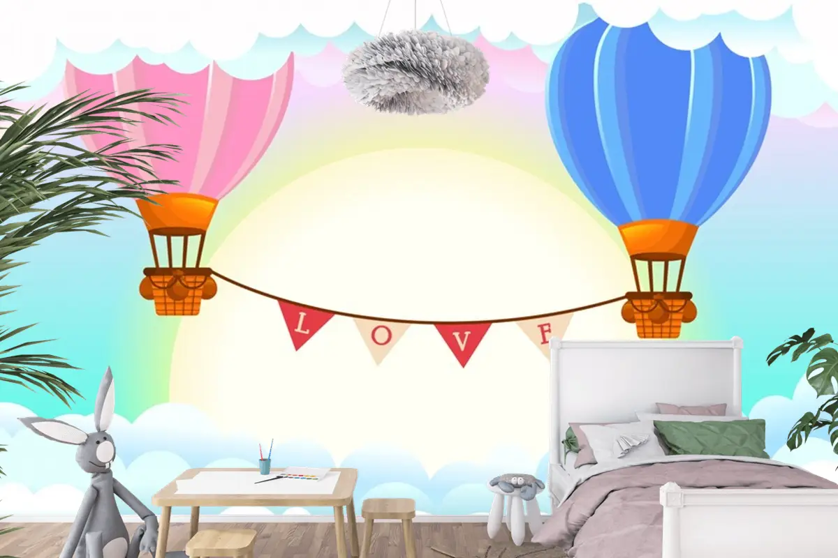 Sıcak Hava Balonu Çocuk Odası Duvar Kağıdı