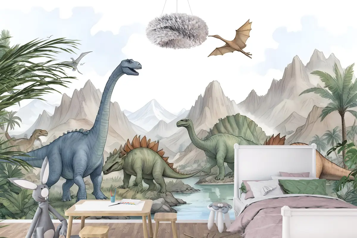 Kids Softs Dinozor Jurassic Dünya Çocuk Odası Duvar Kağıdı