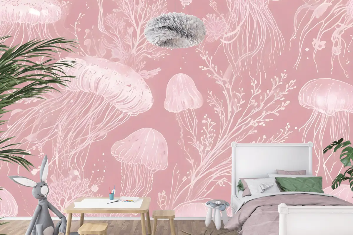 Çocuklar Sualtı Deniz Kızı Çocuk Odası Duvar Kağıdı