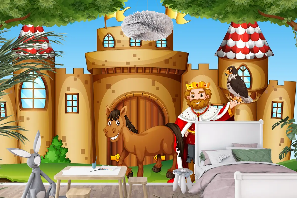 Kalede Kral Ve At Çocuk Odası Duvar Kağıdı