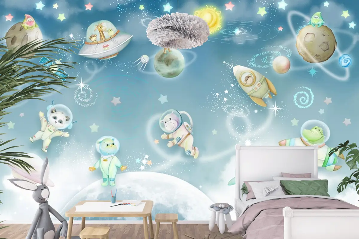 Kozmik Uzay Çocuk Odası Duvar Kağıdı