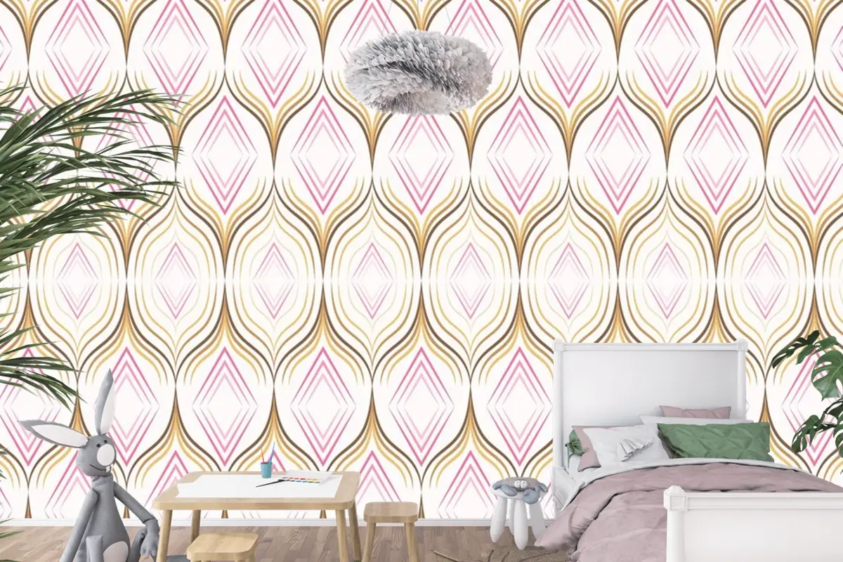 Lüks İpek Kumaş Dikişsiz Desen Çocuk Odası Duvar Kağıdı