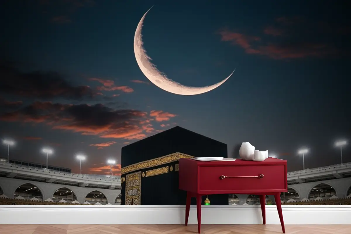 Mekke Kabe Gece Hilal Duvar Kağıdı