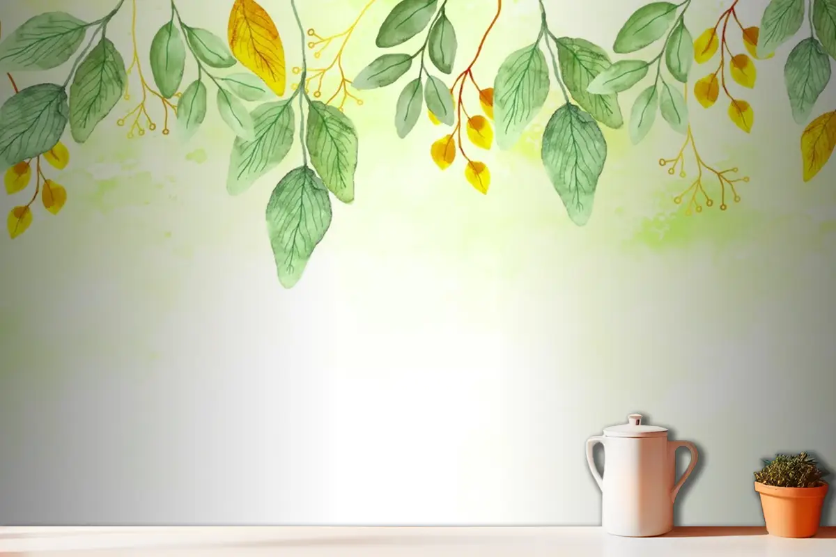 Altın Folyo Mutfak Duvar Kağıdı Doğa Arka Plan