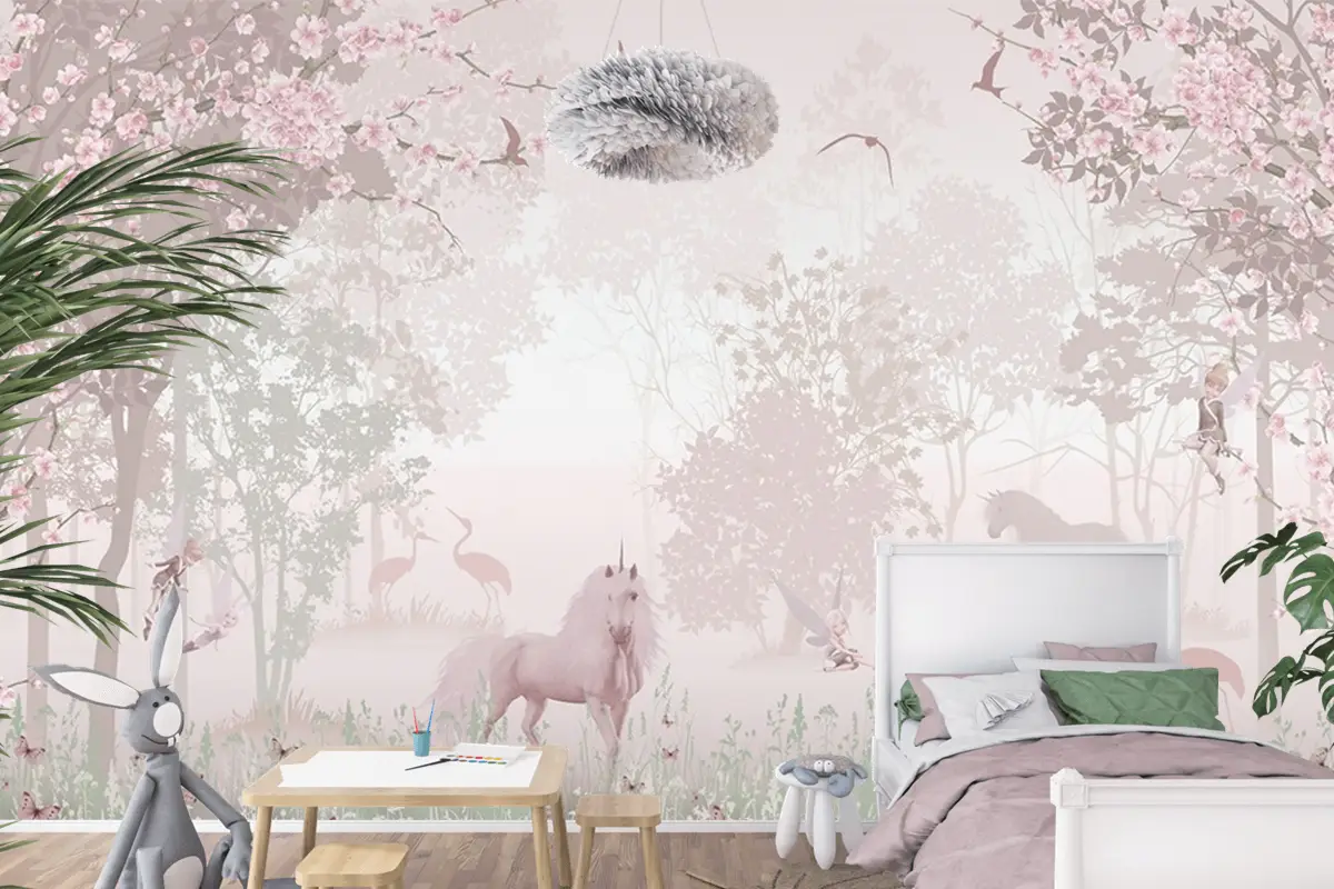 Peri Diyarı Atlar Masalsı Çocuk Odası Duvar Kağıdı