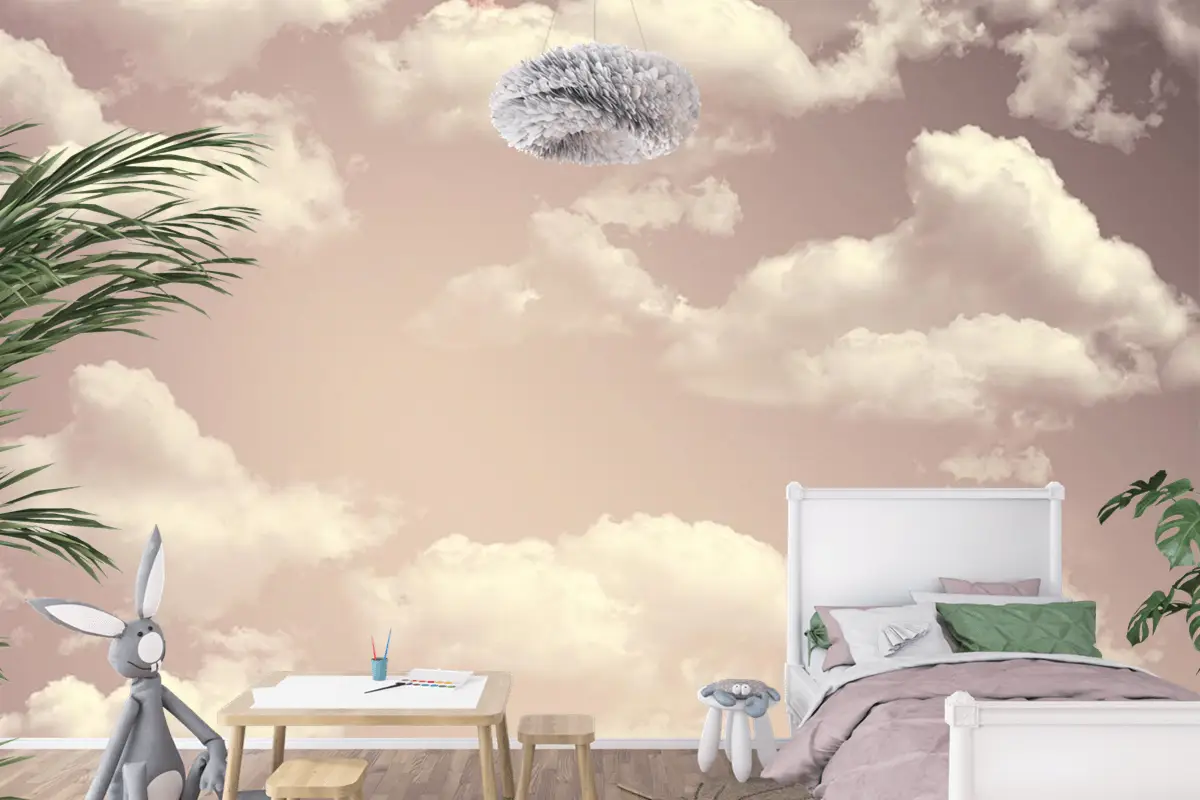 Renkli Bulutlar Çocuk Odası Duvar Kağıdı