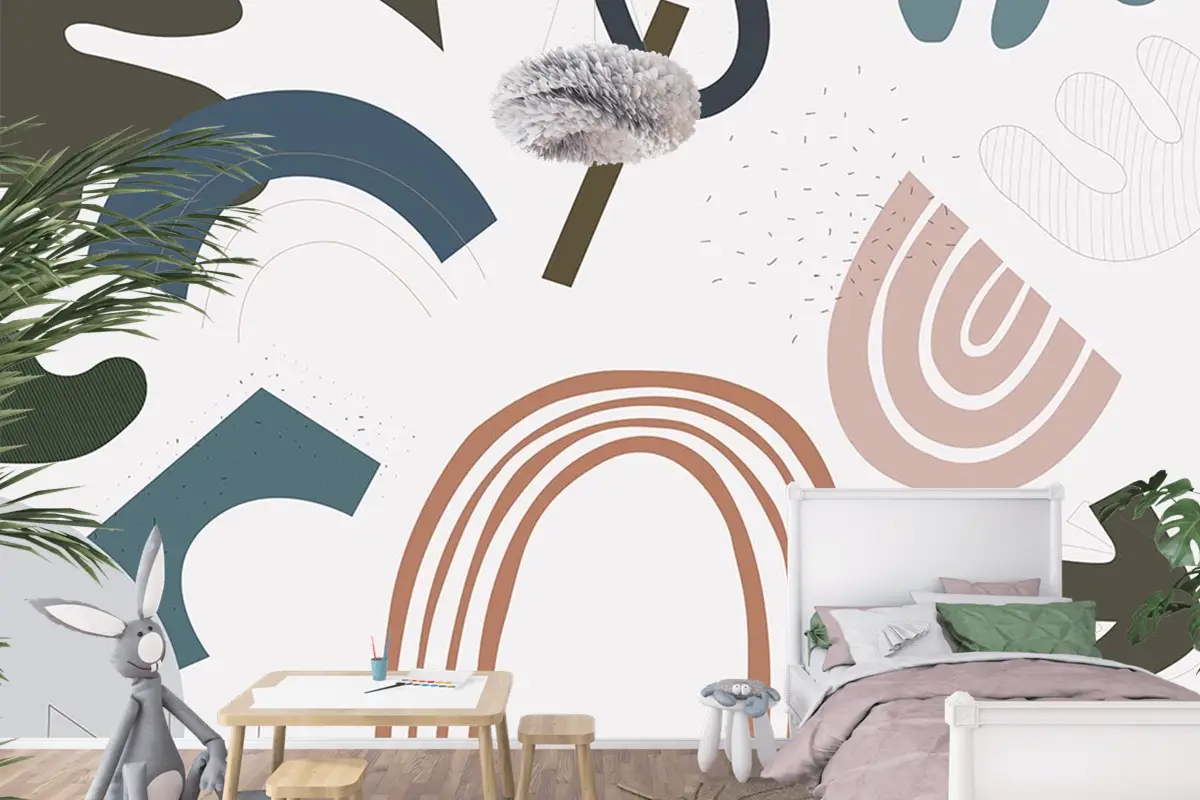 Renkli Gökkuşakları Çocuk Odası Uvar Kağıdı