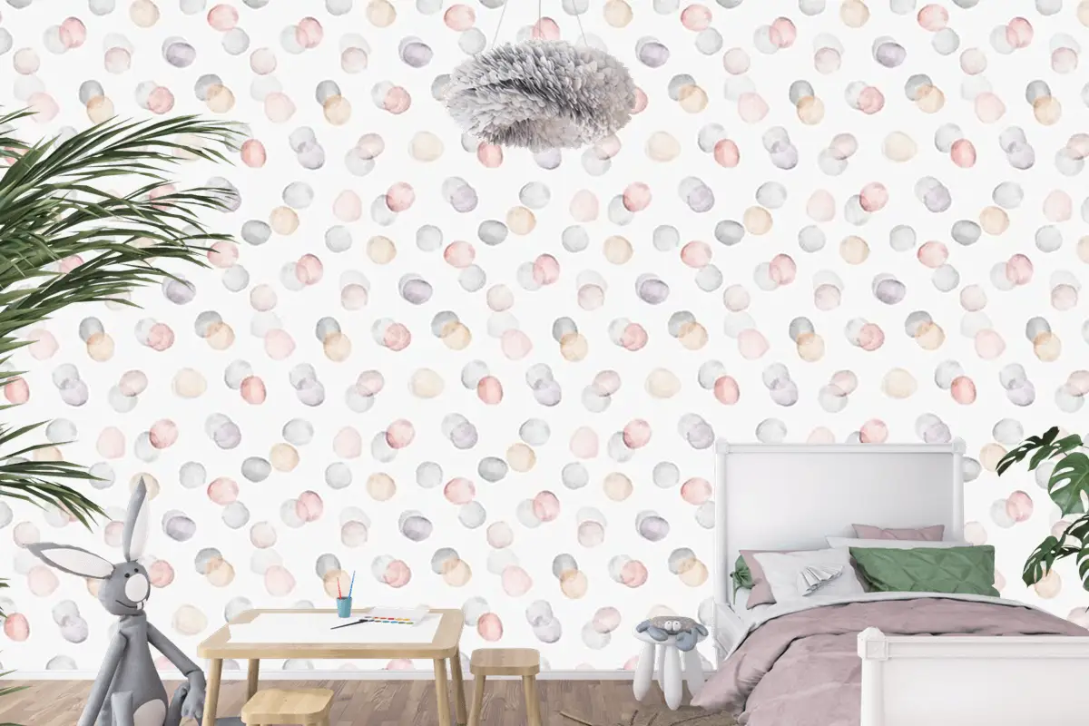 Renkli Puantiyeler Çocuk Odası Duvar Kağıdı