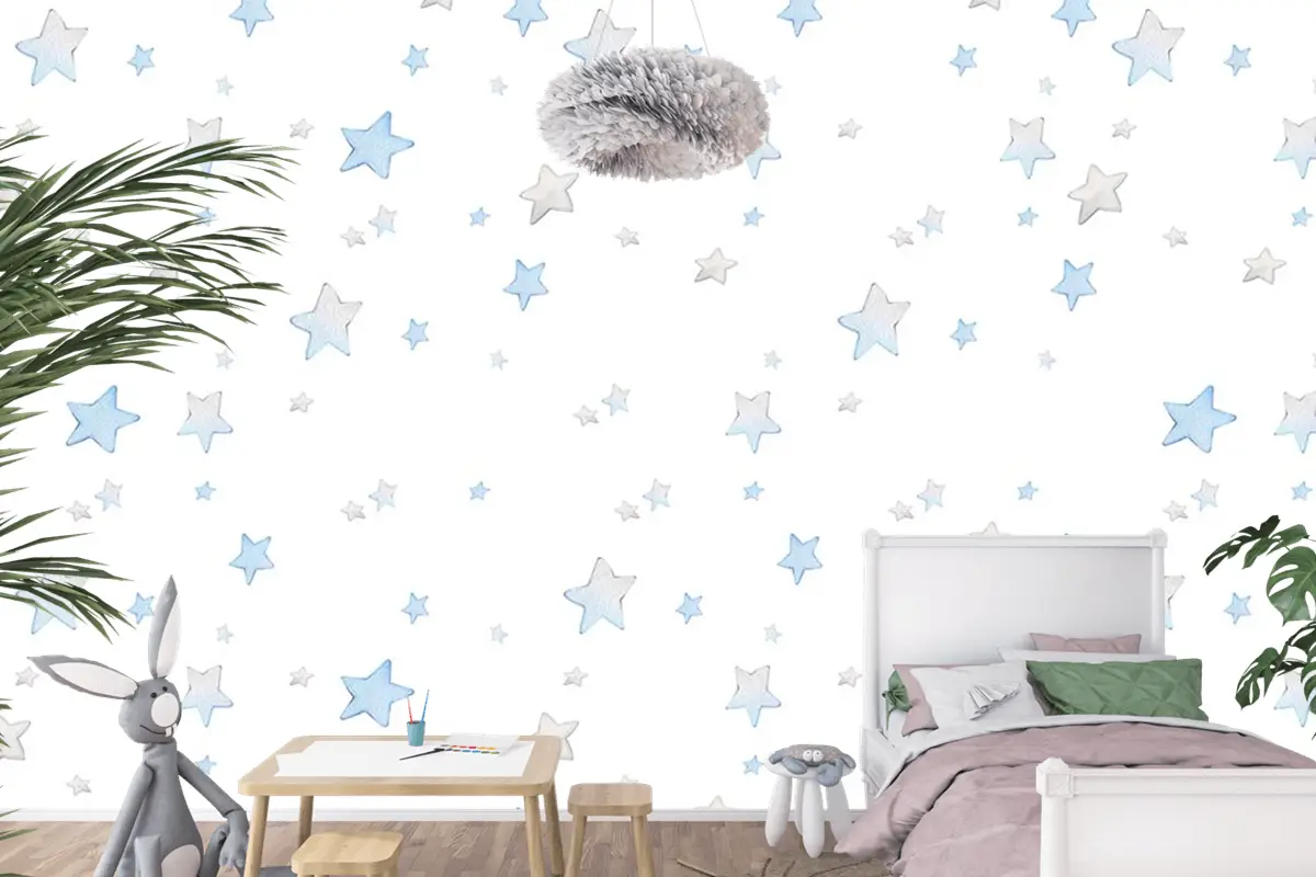 Renkli Yıldızlar Çocuk Odası Duvar Kağıdı