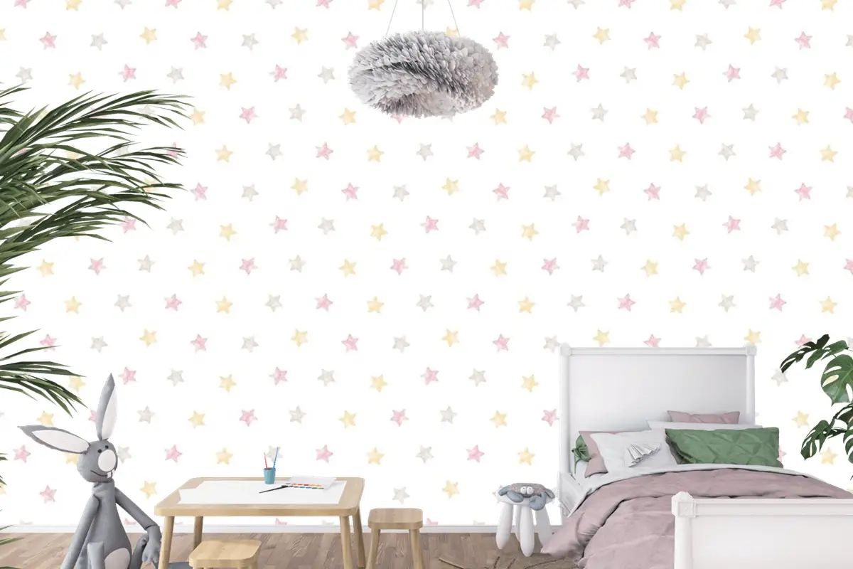 Renkli Yıldızlar Çocuk Odası Duvar Kağıdı