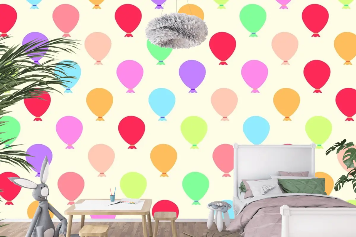 Kesintisiz Renkli Balonlar Desen Çocuk Odası Duvar Kağıdı