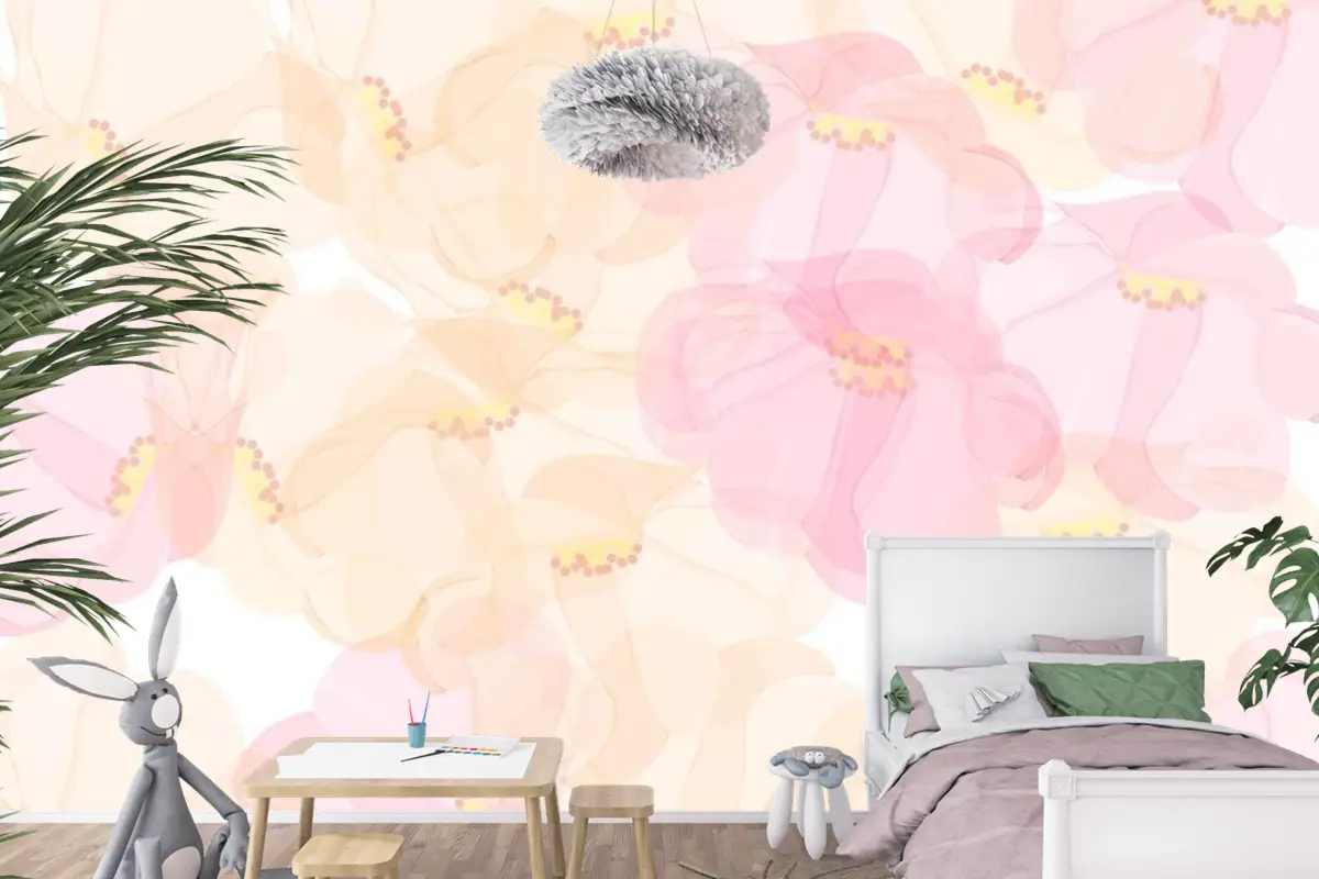 Dikişsiz Desen Çiçek Arka Plan Tasarımı Çocuk Odası Duvar Kağıdı