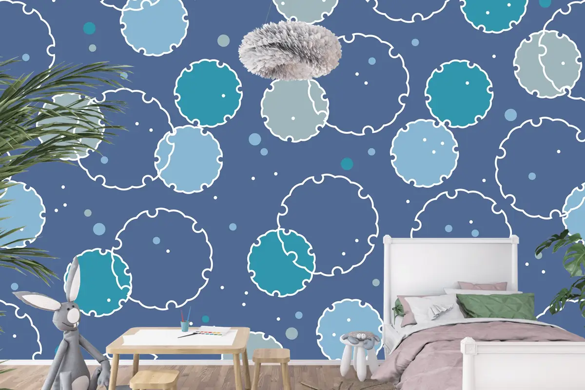 Japon Vintage Kar Grafik Sembolleri Ile Kusursuz Desen Çocuk Odası Duvar Kağıdı